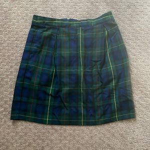 Lands End Girls Hunter Plaid Pleated Skort